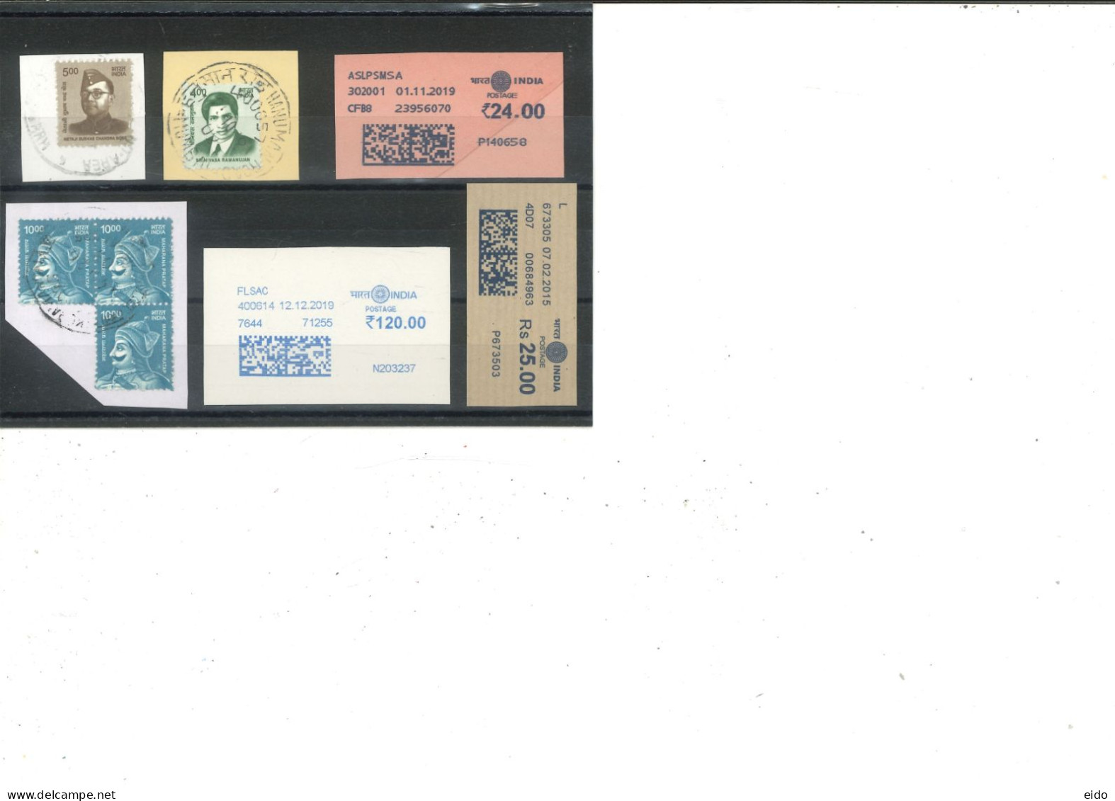 INDIA  - SELECTION OF INDIAN DEFINITIVE STAMPS AND POSTAGE MACHINE FRANKINGS , USED. - Usati