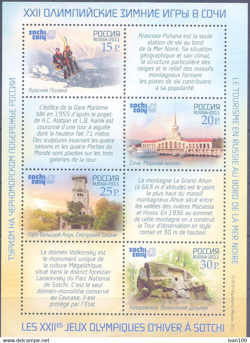 2011.Russia, Winter Olympic Games In Sochi, S/s, The Labels With Text On French, Mint/** - Unused Stamps