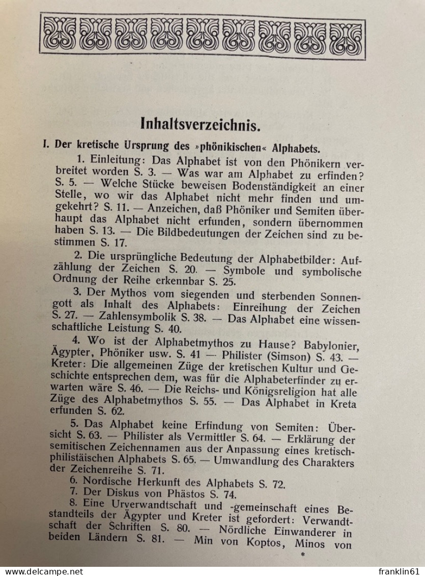 Der Kretische Ursprung Des Phönikischen Alphabets : Die Wanderungen U. Wandlungen D. Sündflutsage ; Der Herrsc - Otros & Sin Clasificación