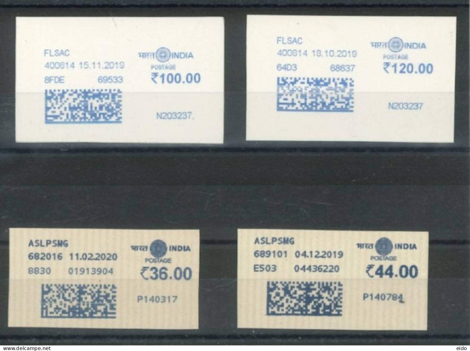 INDIA  - SELECTION OF POSTAL FRANKING MACHINE COVERS LABELS. - Usados
