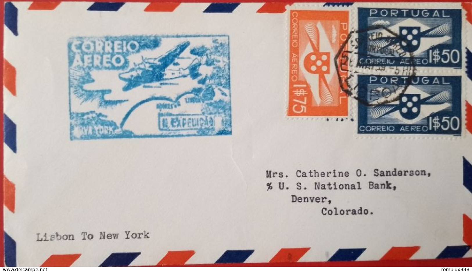 2X PORTUGAL FLIGHT COVERS LISBON TO NEW YORK /HORTA - Lettres & Documents