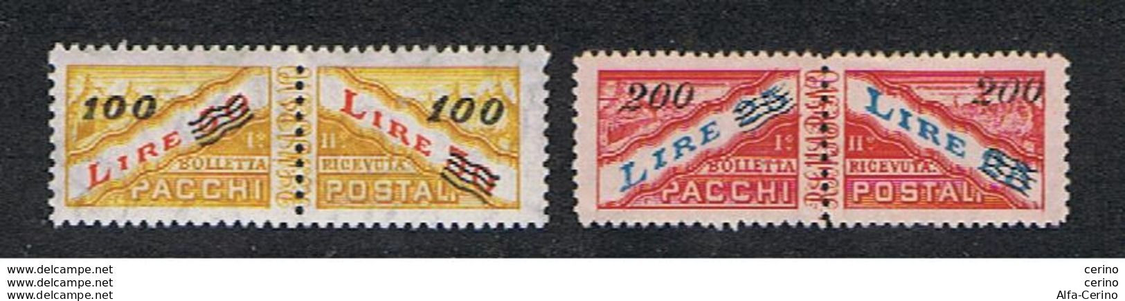 SAN  MARINO:  1948/50  PACCHI  POSTALI  -  S. CPL. 2  VAL. N. -  SASS. 33/34  -  SPL. - Paketmarken