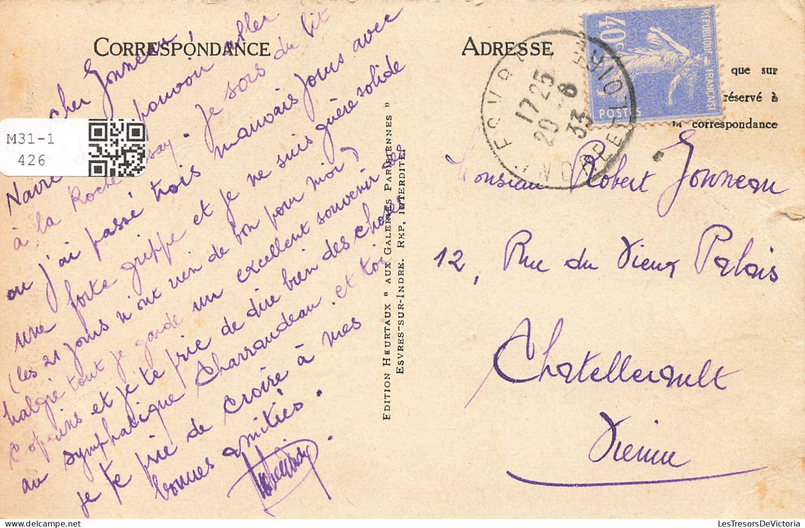 FRANCE - Esvres Sur Indre - Château De Vaugrignon - Carte Postale Ancienne - Other & Unclassified