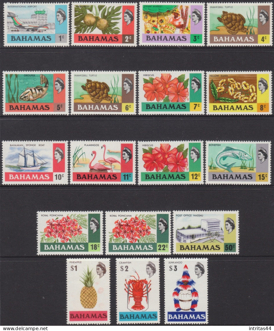 BAHAMAS 1971 "QUEEN ELIZABETH II AND PICTORIALS "  SET OF (18) MNH - 1963-1973 Interne Autonomie