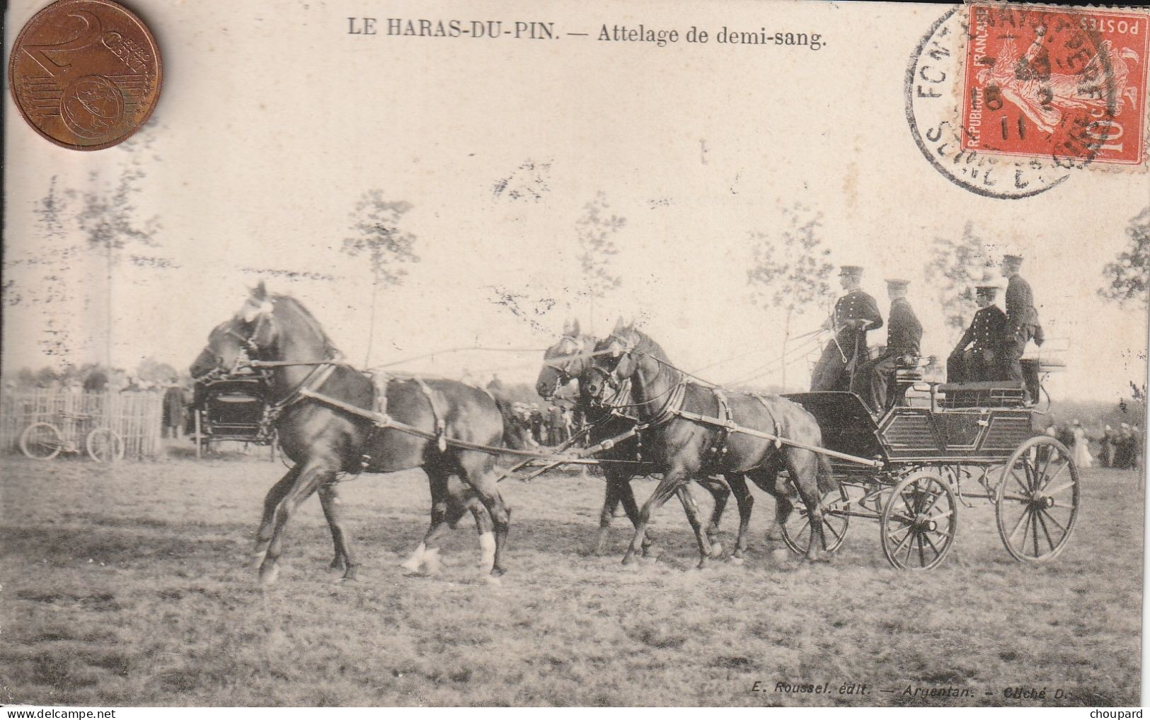 61 -Très Belle Carte Postale Ancienne Du  HARAS DU PIN   Attelage De Demi Sang - Other & Unclassified