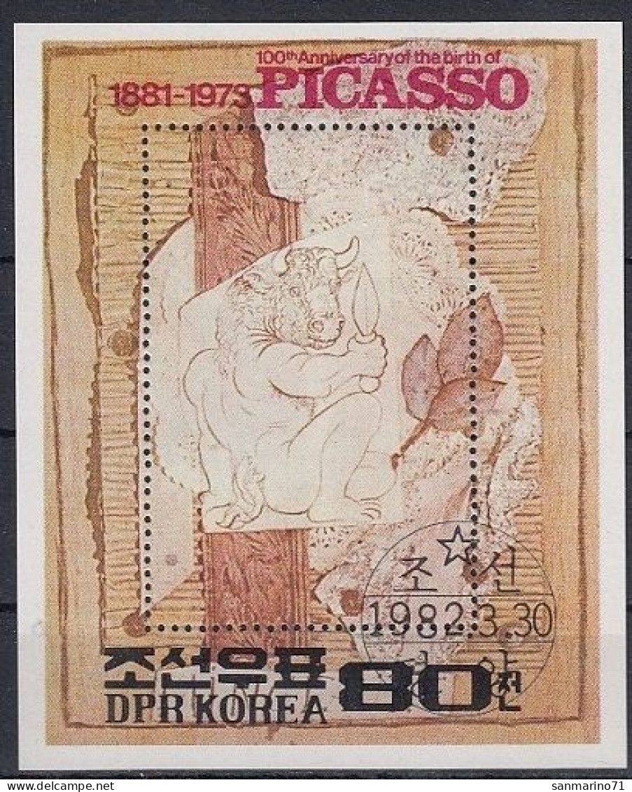 NORTH KOREA Block 110,used,falc Hinged - Picasso