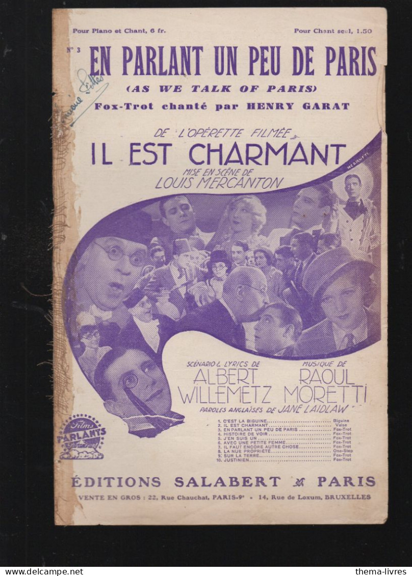 Partition "petit Format" Henri GARAT  Ol Est Charmant  1932 (M6219 / P) - Altri & Non Classificati