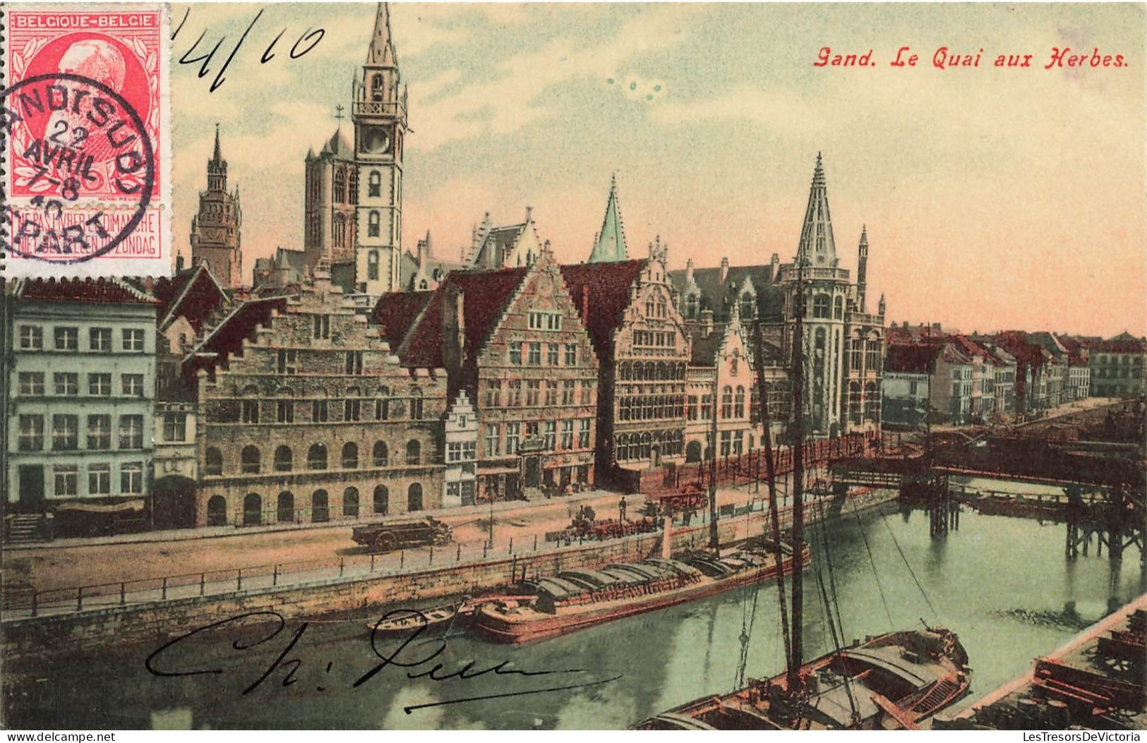 BELGIQUE - Gent - Vue Sur Le Quai Aux Herbes - Colorisé - Carte Postale Ancienne - Gent