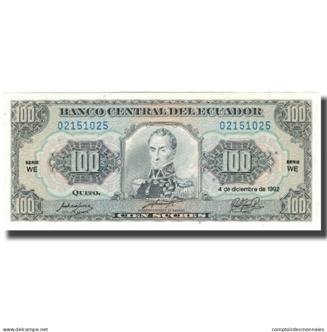 Billet, Équateur, 100 Sucres, 1992-12-04, KM:123Ab, NEUF - Ecuador