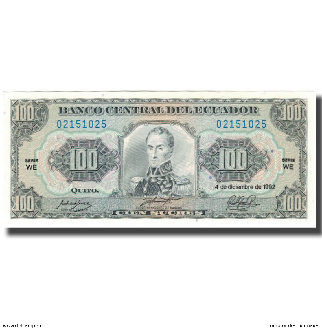 Billet, Équateur, 100 Sucres, 1992-12-04, KM:123Ab, NEUF - Equateur