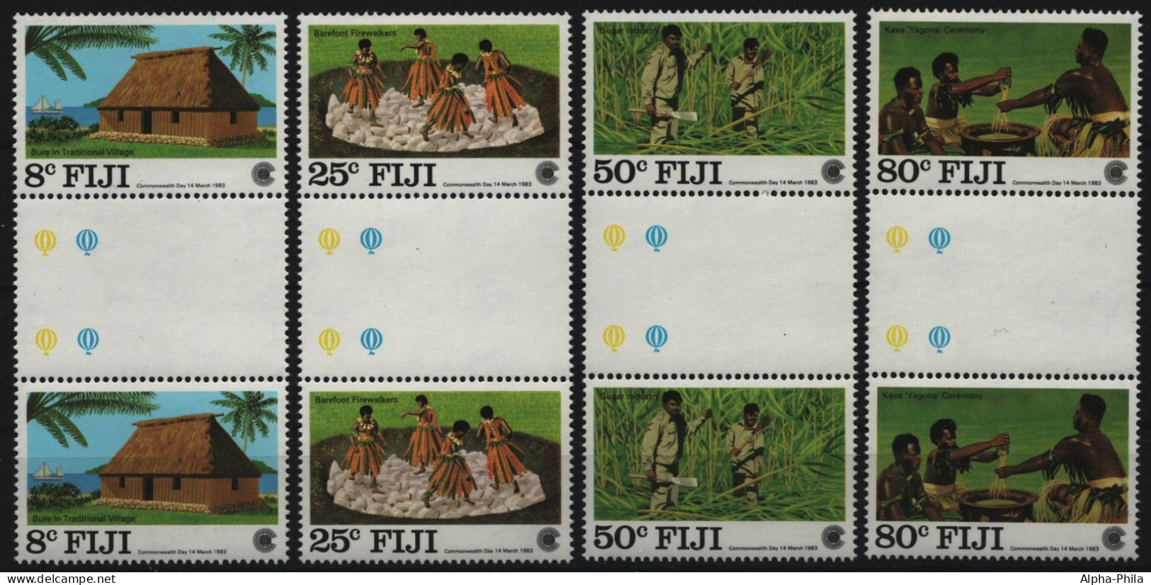 Fidschi 1983 - Mi-Nr. 479-482 ** - MNH - Stegpaare - Commonwealth-Tag - Fidji (1970-...)