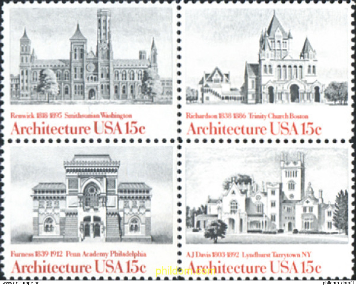 244423 MNH ESTADOS UNIDOS 1980 ARQUITECTURA DEL SIGLO XIX - Unused Stamps