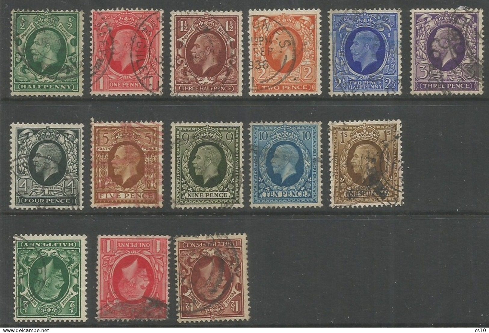 Uk Britain KG5 1934/36 Regular Issue WMK 111 SG.439/449 Cpl 11v Set + 3v. WMK Inverted Mostly VFU - Colecciones Completas