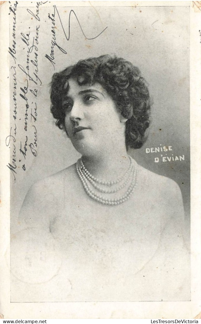 FANTAISIE - Denise D'Evian - Femme - Collier De Perles - Dos Non Divisé - Carte Postale Ancienne - Frauen