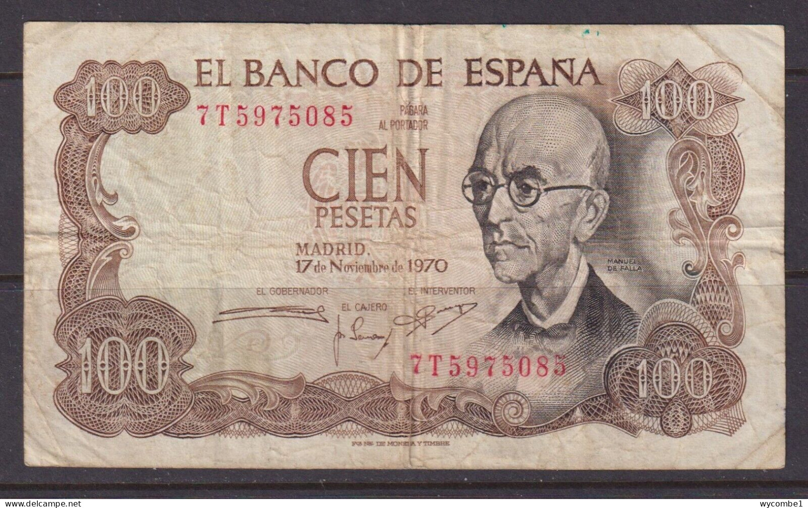 SPAIN - 1970 100 Pesetas Circulated Banknote - 100 Peseten