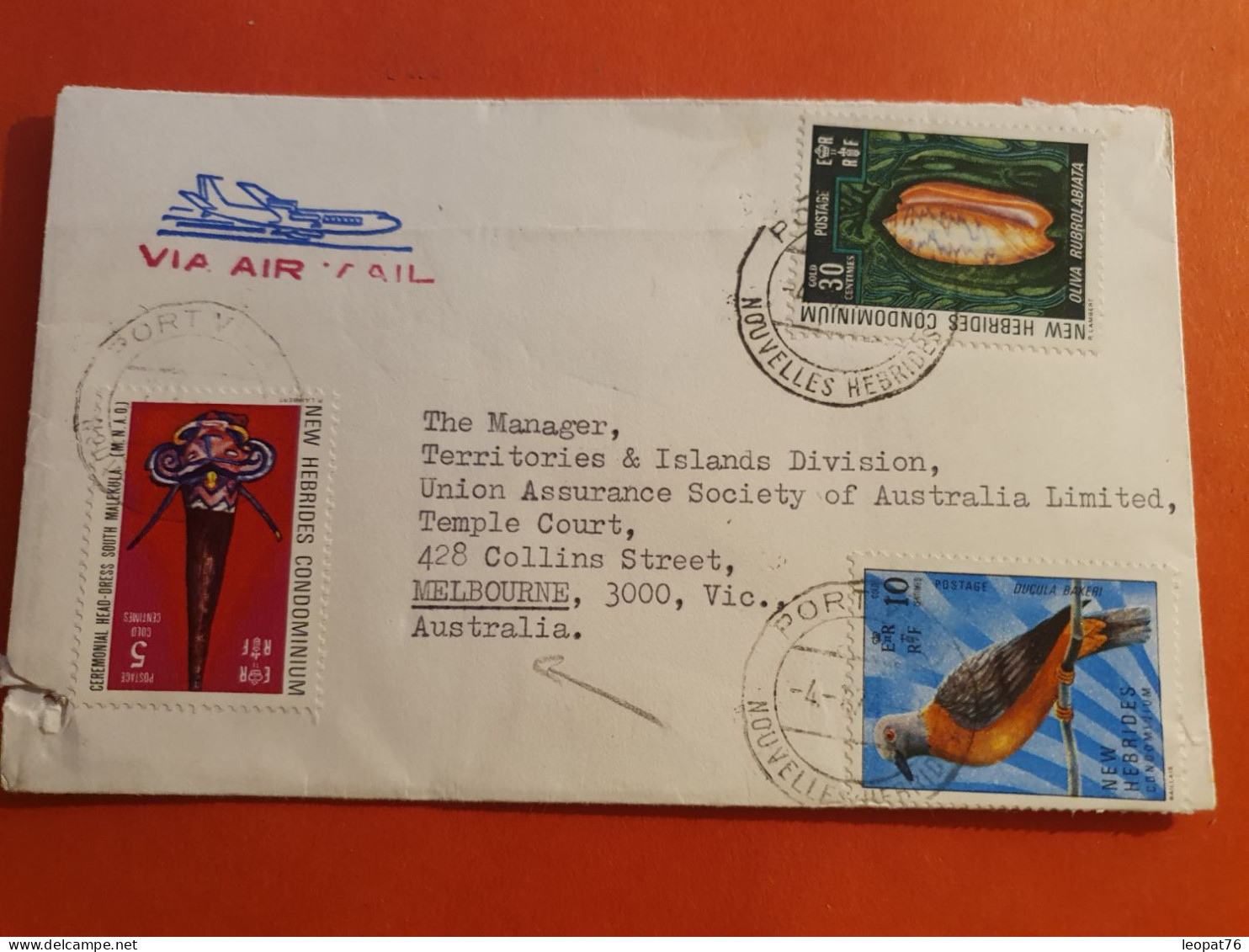 Nouvelle Hébrides - Enveloppe De Port Villa Pour L'Australie - J 51 - Briefe U. Dokumente