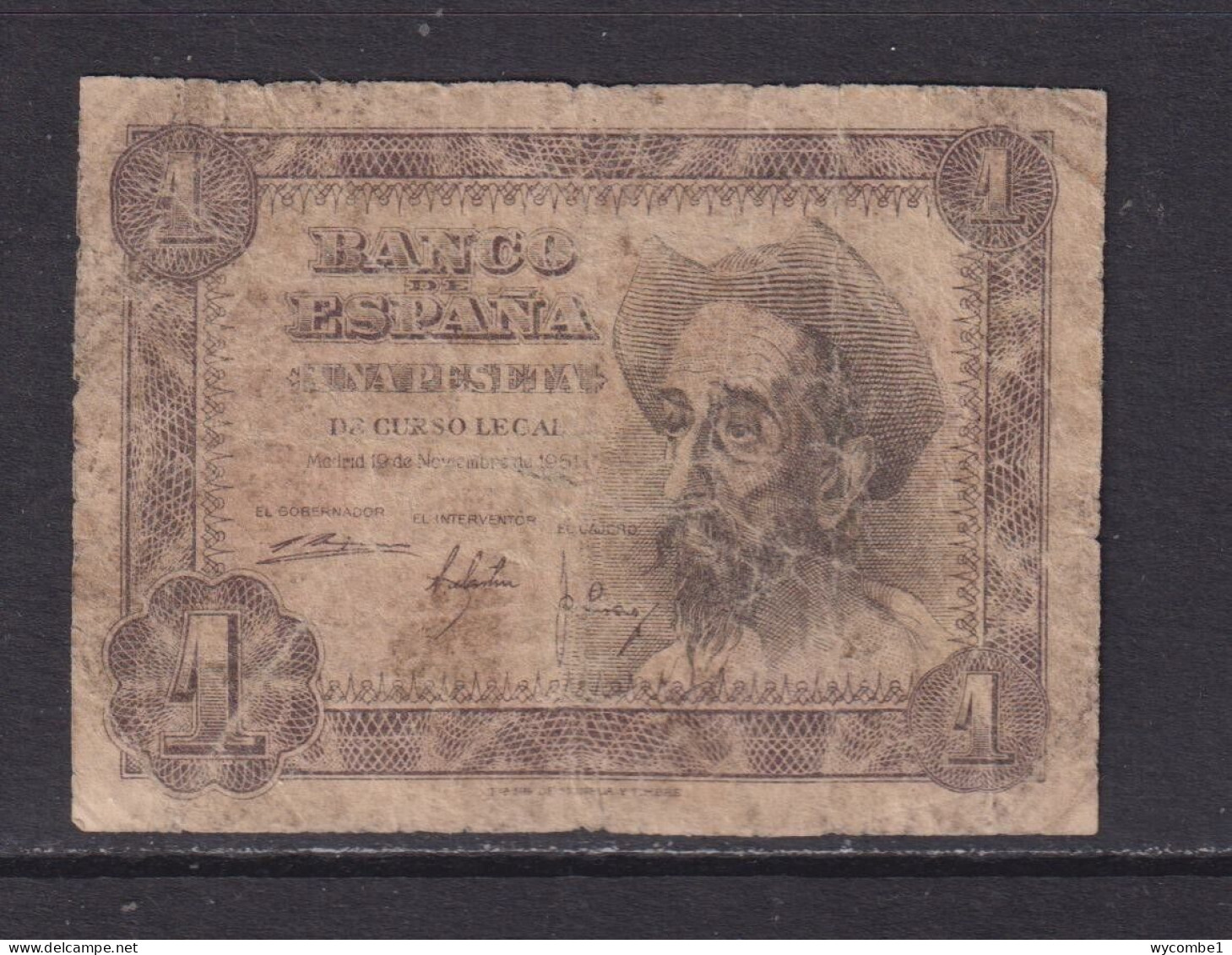 SPAIN - 1951 1 Peseta Circulated Banknote - 100 Pesetas