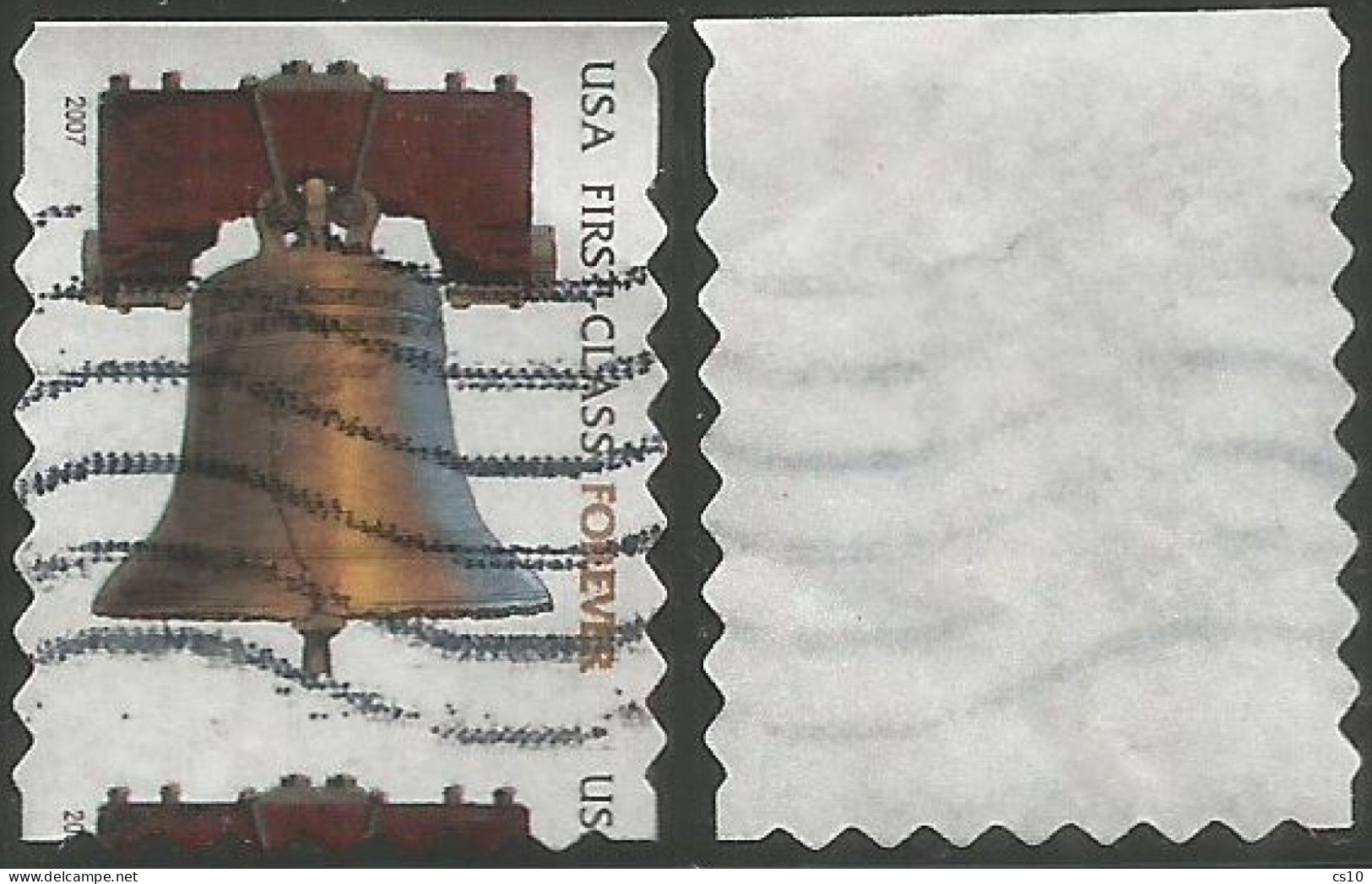 USA 2007 Liberty Bell Forever First Class SC.4128 Used - JUMBO Size For Scarce Variety Misperforation !!! - 1981-...