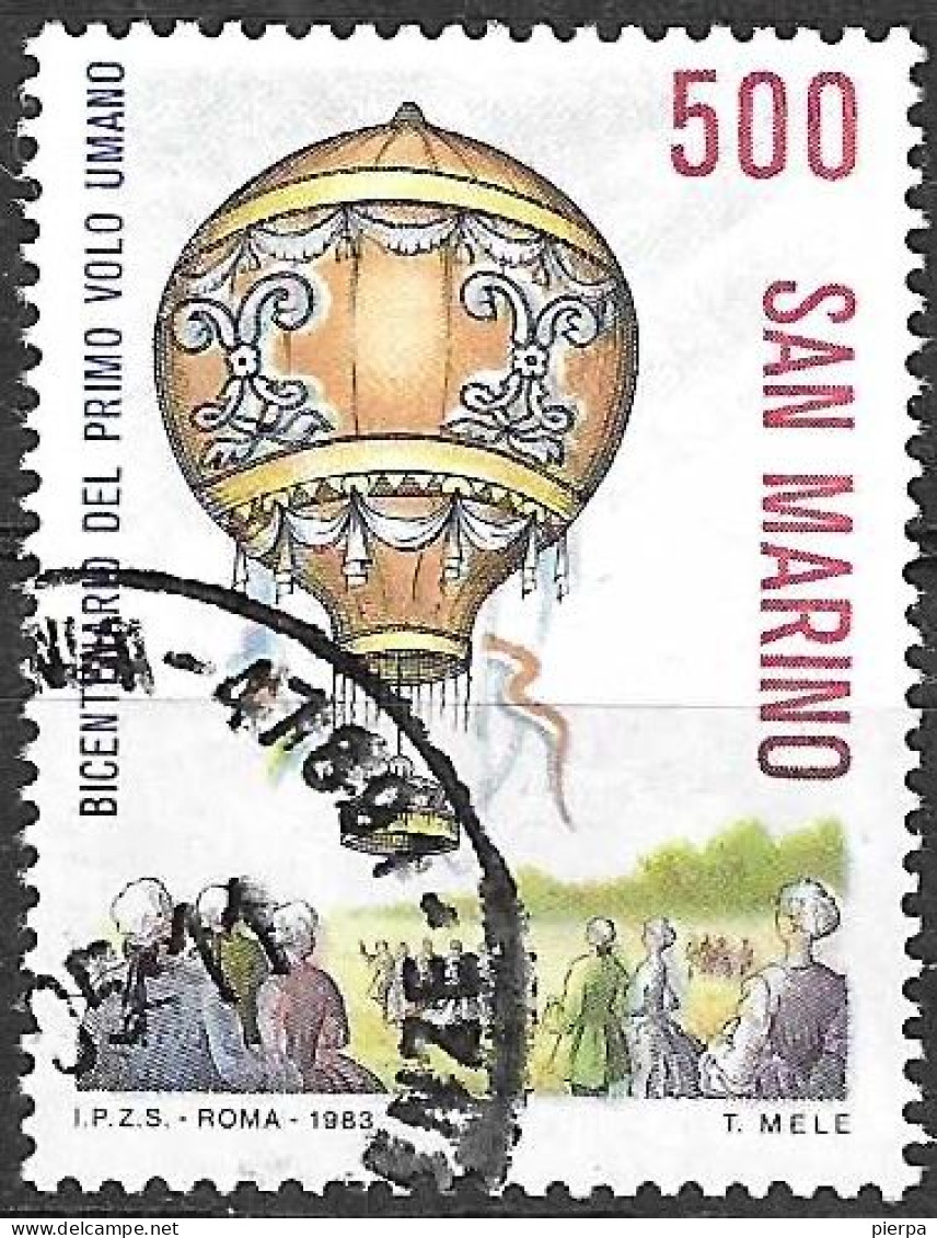 SAN MARINO - 1983 - MONGOLFIERA - USATO  (YVERT 1080 - MICHEL 1284 - SS 1125) - Gebraucht