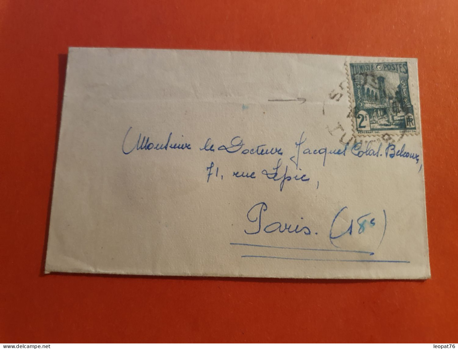 Tunisie -  Petite Enveloppe De Sousse Pour Paris - J 55 - Lettres & Documents