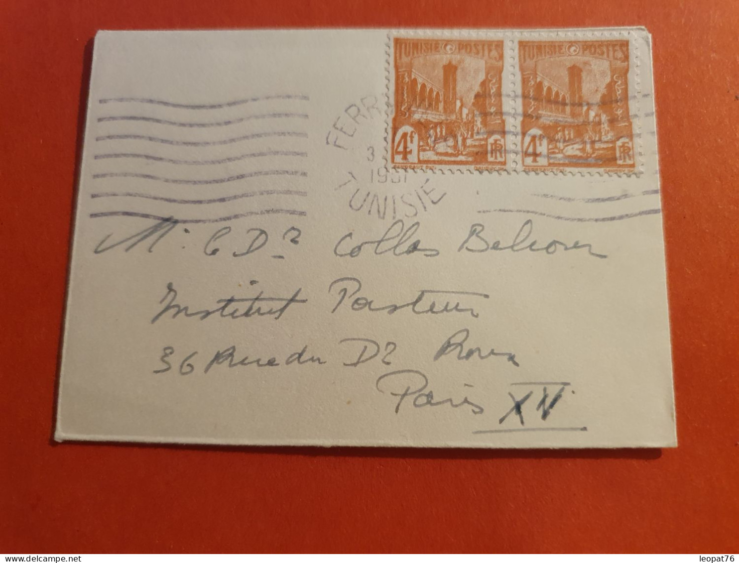 Tunisie -  Petite Enveloppe De Ferryville Pour L'Institut Pasteur à Paris En 1951 - J 56 - Brieven En Documenten