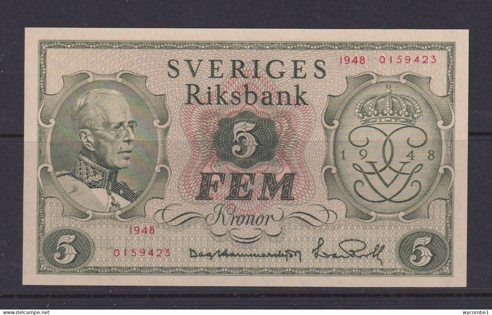 SWEDEN - 1948 5 Krone UNC/aUNC Banknote As Scan - Sweden
