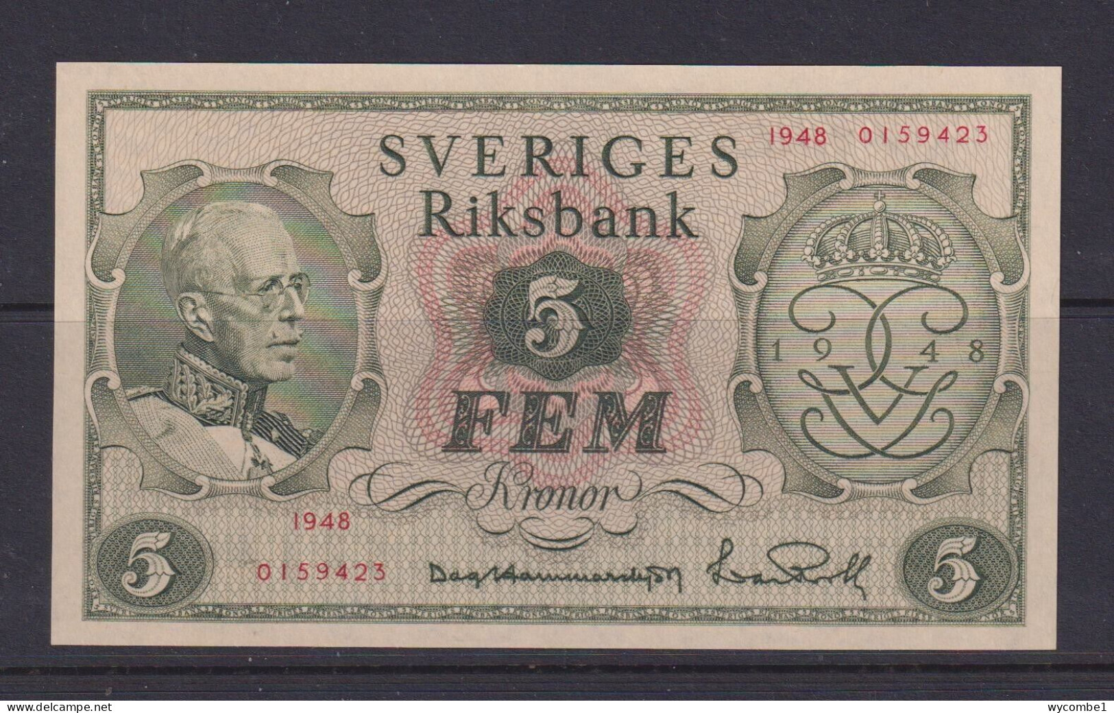 SWEDEN - 1948 5 Krone UNC/aUNC Banknote As Scan - Suède