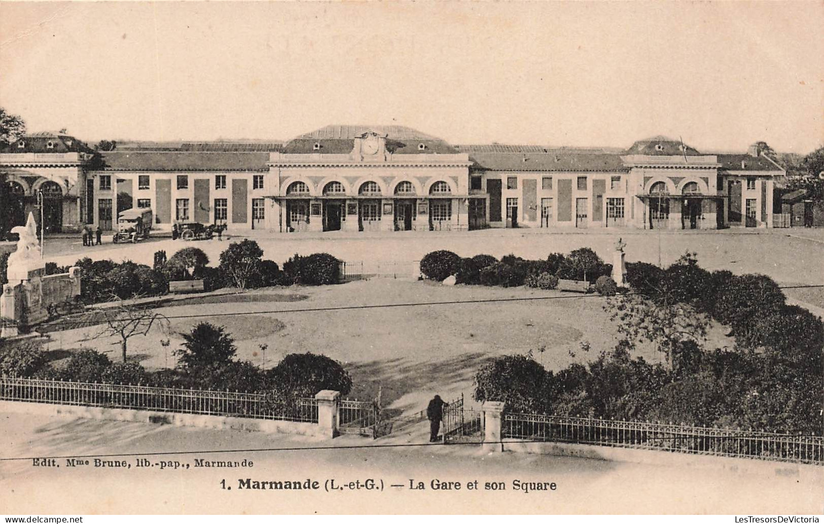FRANCE - Marmande - La Gare Et Son Square - Carte Postale Ancienne - Marmande