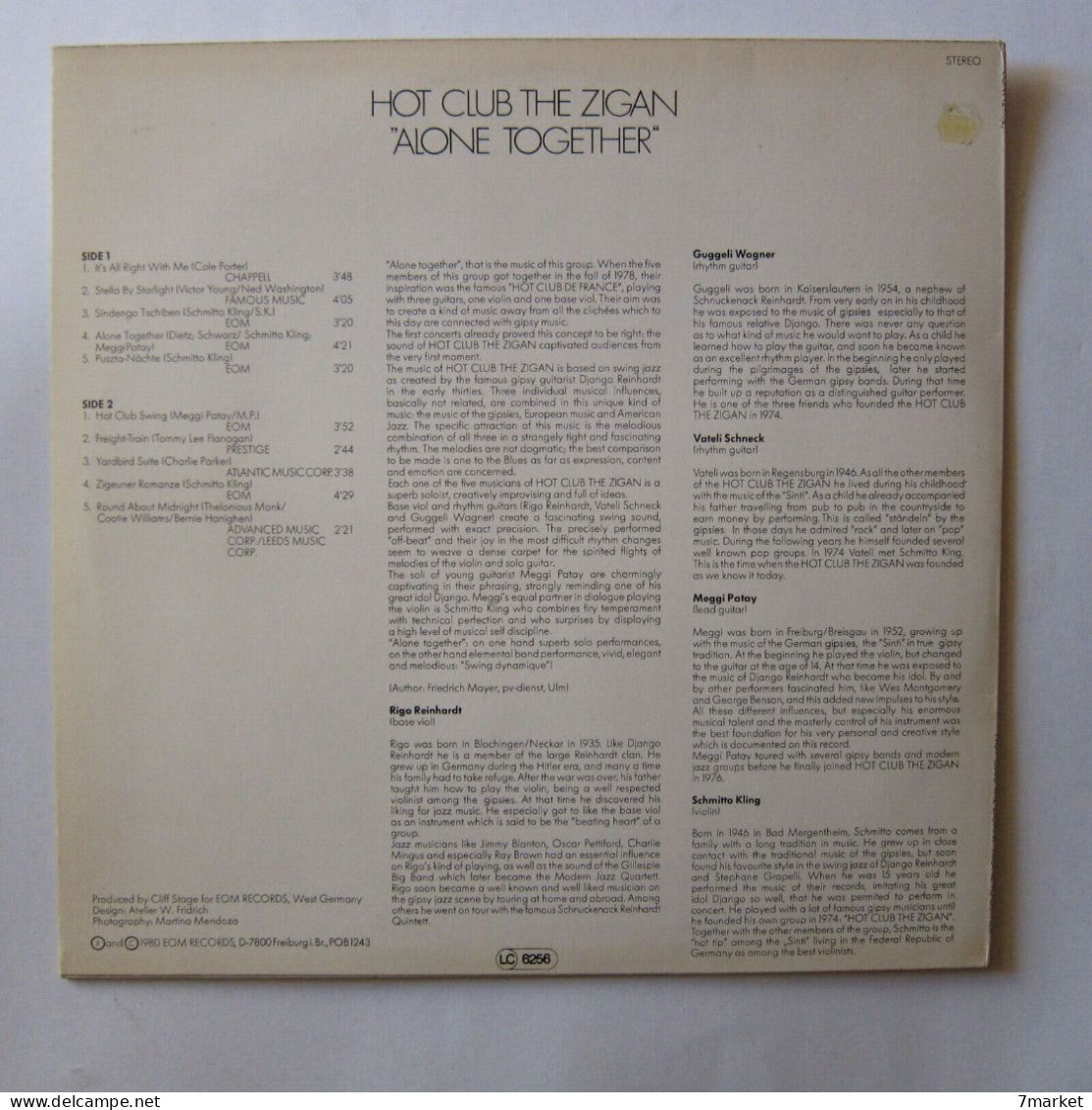 LP/ Hot Club The Zigan - Alone Together (jazz Manouche) /  EOM - 1980 - Jazz
