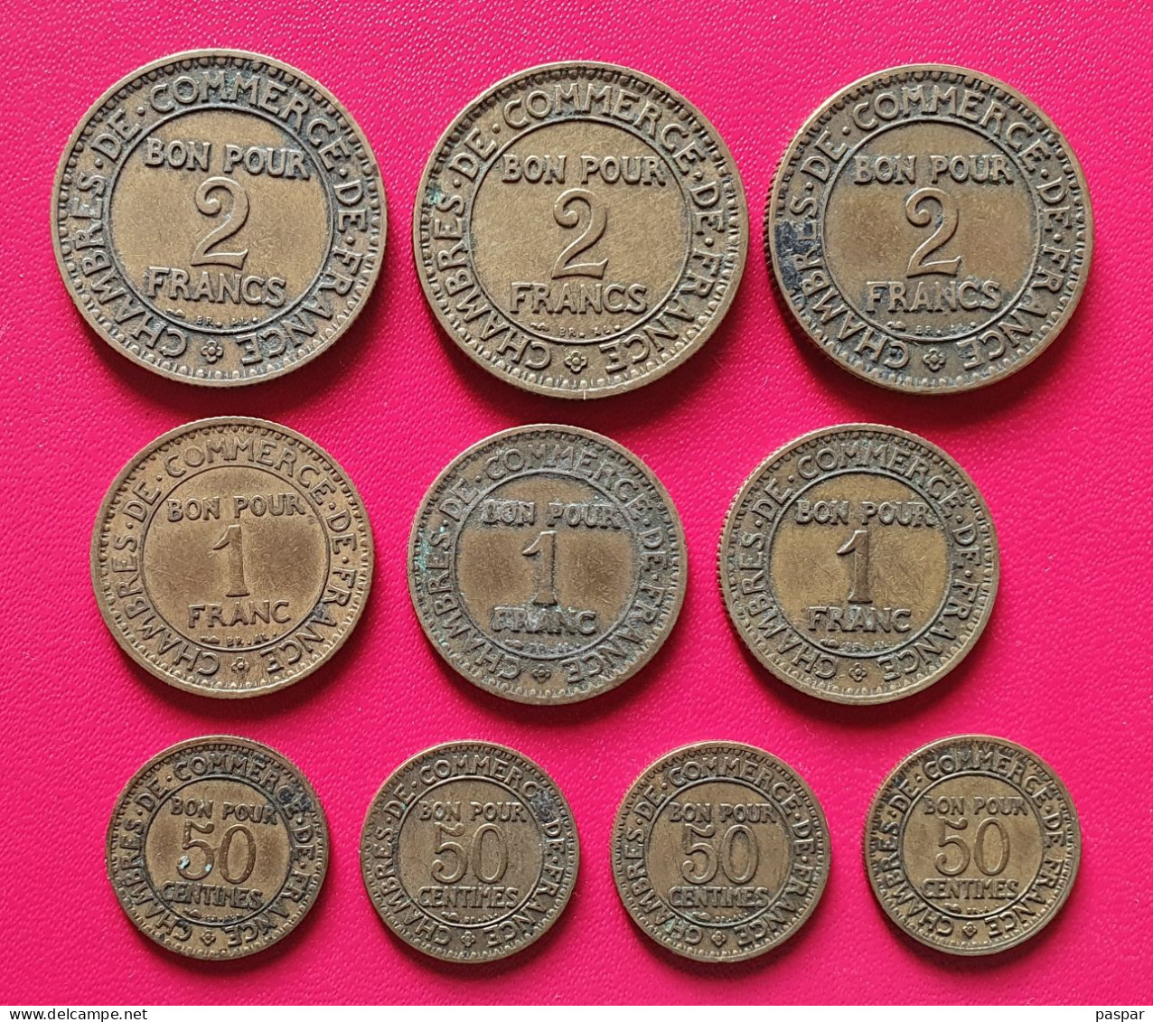 Lot De 10 Pièces Différentes 2F, 1F, 50 Centimes CCI Domard 1921 à 1927 - Autres & Non Classés