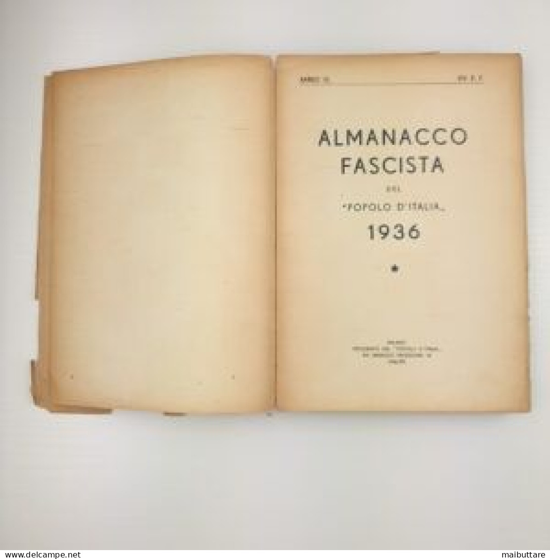 Almanacco Fascista Del Popolo D'italia Anno 1936 Condizioni Buone - Bordo Scollato - Inglés