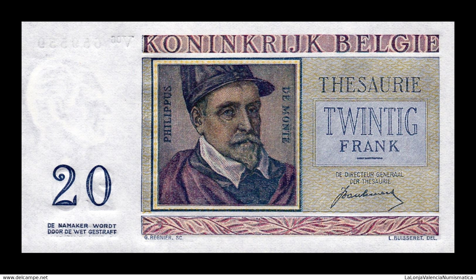 Bélgica Belgium 20 Francs 1950 Pick 132a Sc Unc - Other & Unclassified