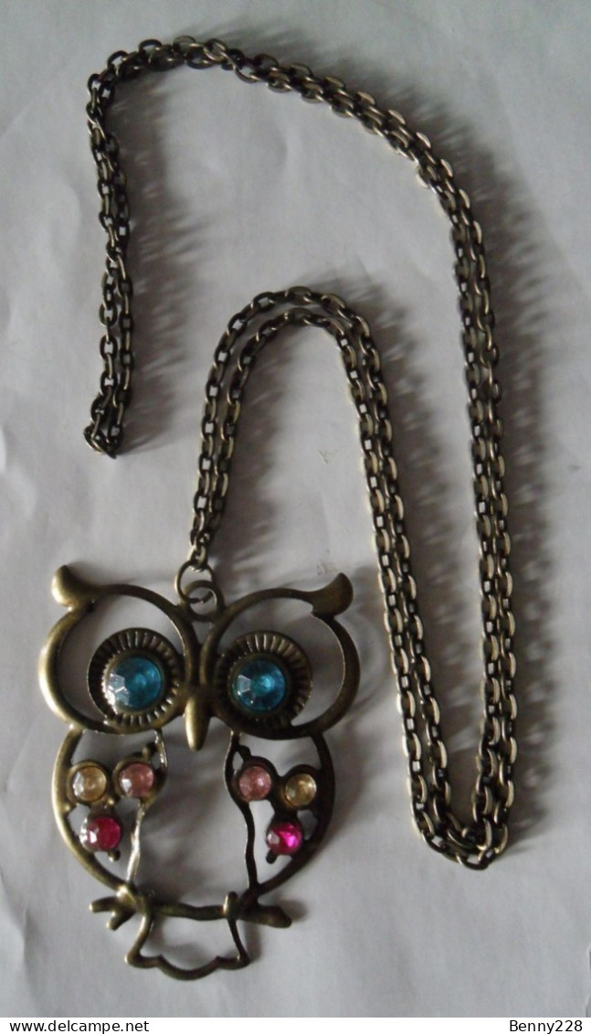 HIBOU Porte-bonheur Avec Chaîne - Vintage - Pendants