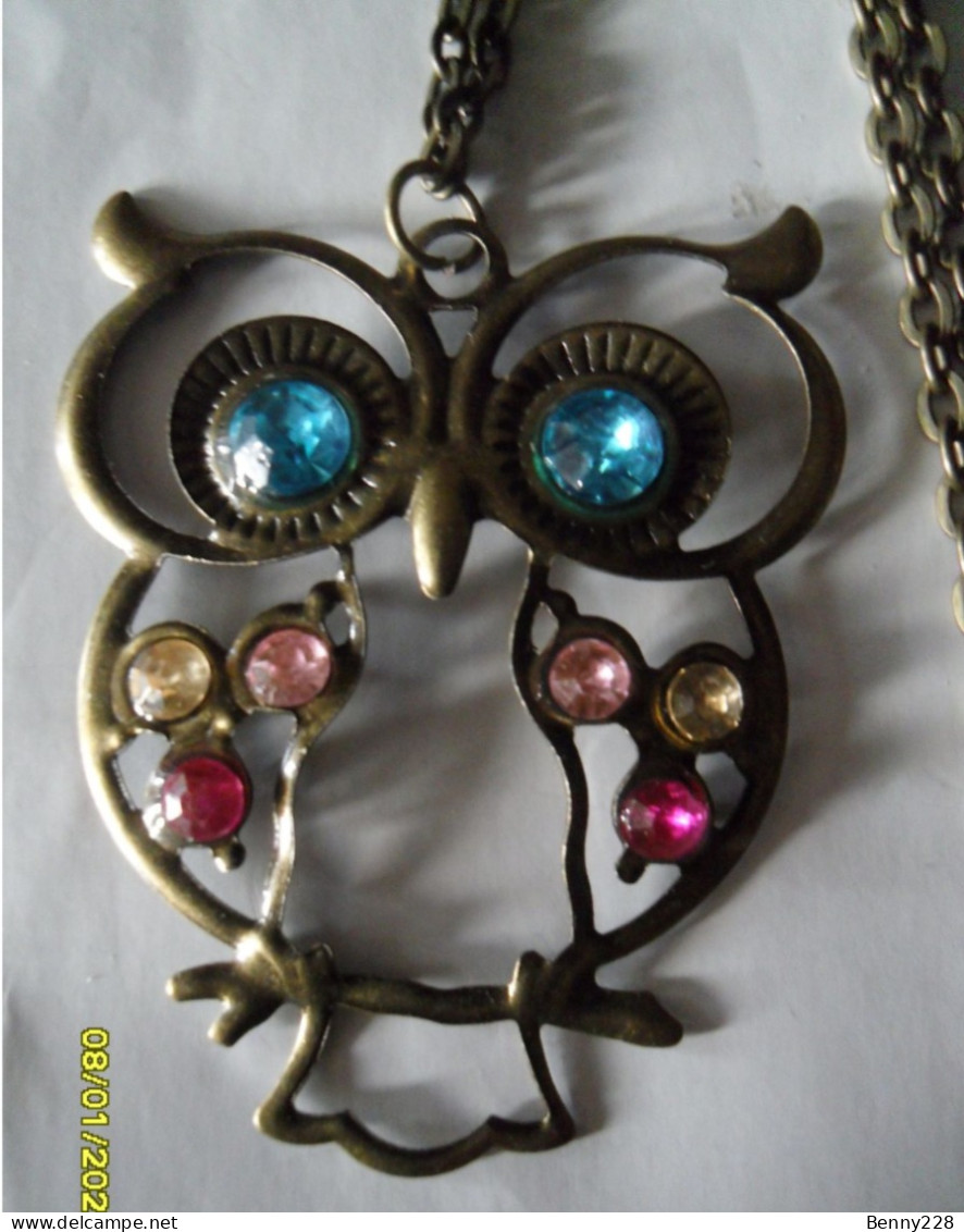 HIBOU Porte-bonheur Avec Chaîne - Vintage - Pendants