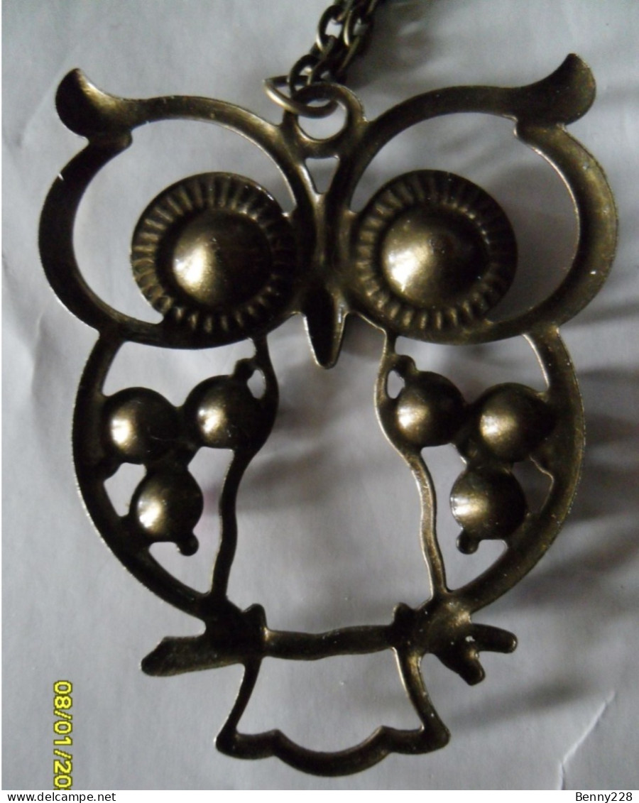 HIBOU Porte-bonheur Avec Chaîne - Vintage - Pendants