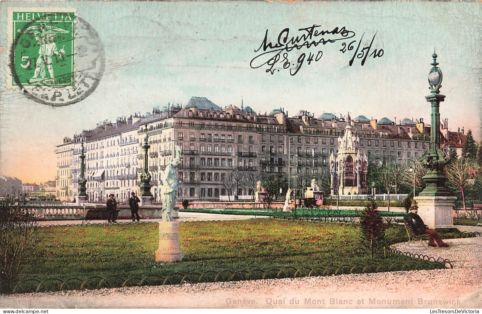 SUISSE - Genève - Quai Du Mont Blanc Et Monument Brunswick - Colorisé - Carte Postale Ancienne - Genève