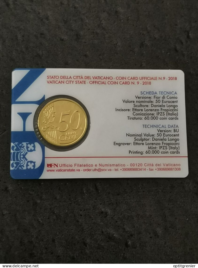 COINCARD 50 CENTS EURO VATICAN 2018 / CENT VATICANO - Vaticaanstad