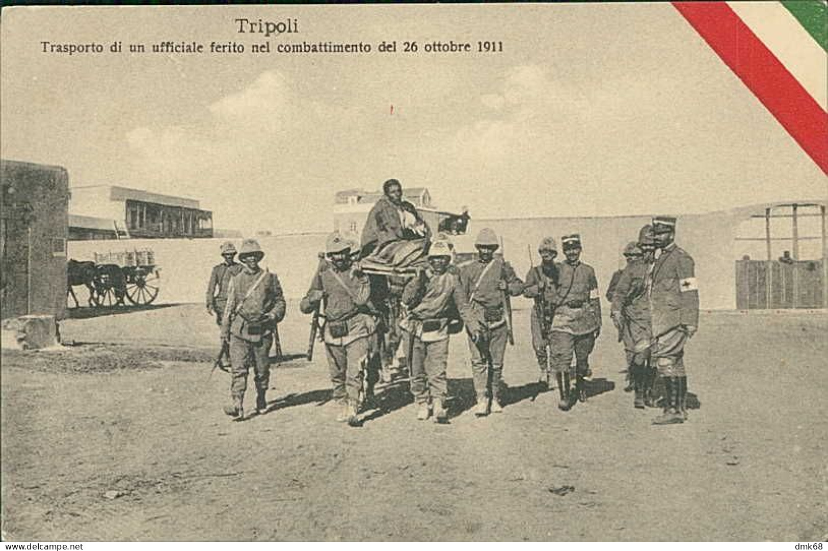 LIBIA / LIBYA - TRIPOLI - SOLDIERS TRASPORTO DI UN UFFICIALE FERITO NEL COMBATTIMENTO - EDIZIONE RAGOZINO - 1911 (12353) - Libia