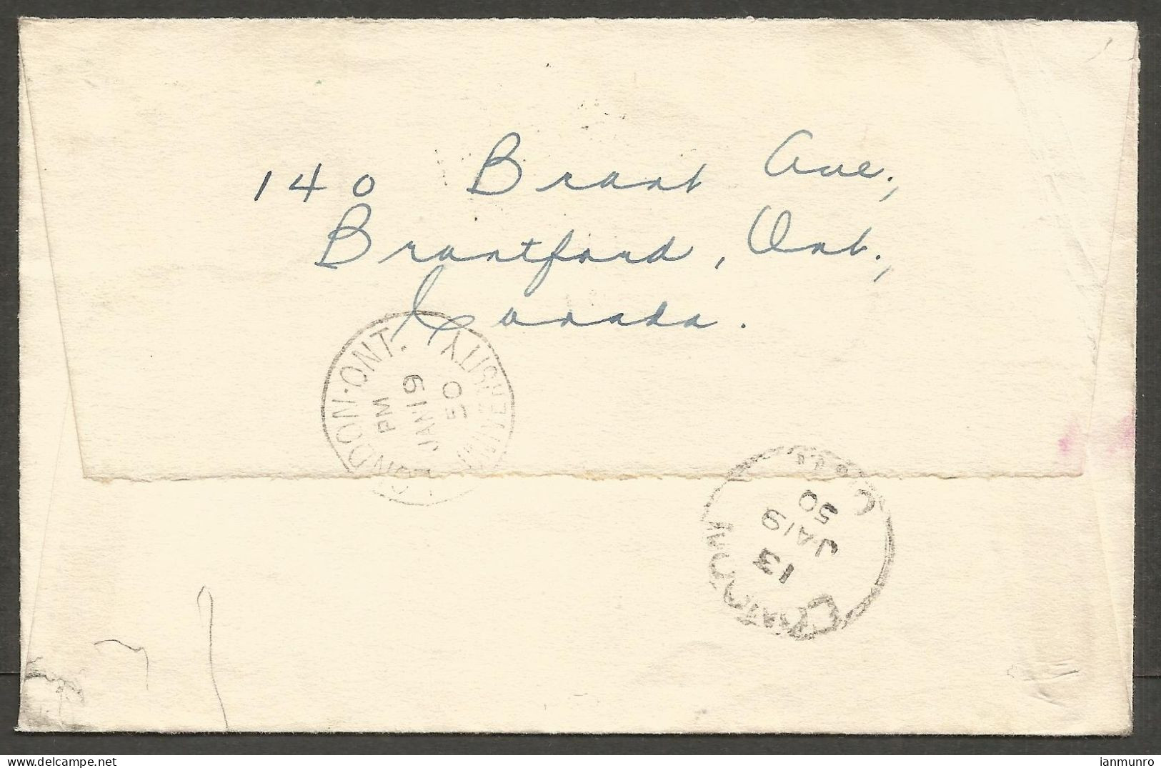 1950 Special Delivery Cover 14c E11/GVI Postes Duplex Brantford Ontario To London - Historia Postale