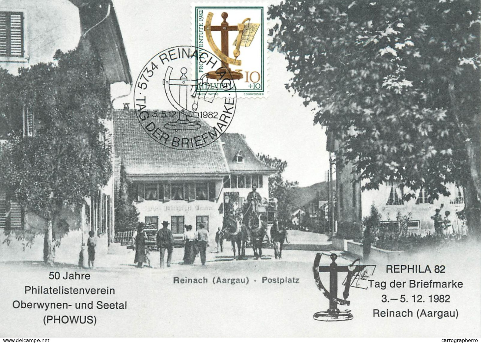 Reinach Rephila 1982 Postplatz Carte Maximum - Reinach