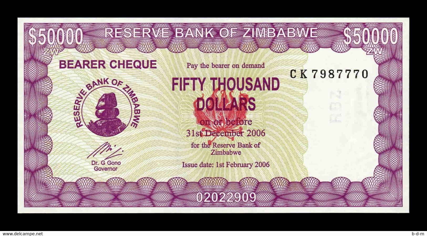 Zimbabwe 50000 Dollars 2006 Pick 29 Serie CK Sc Unc - Zimbabwe