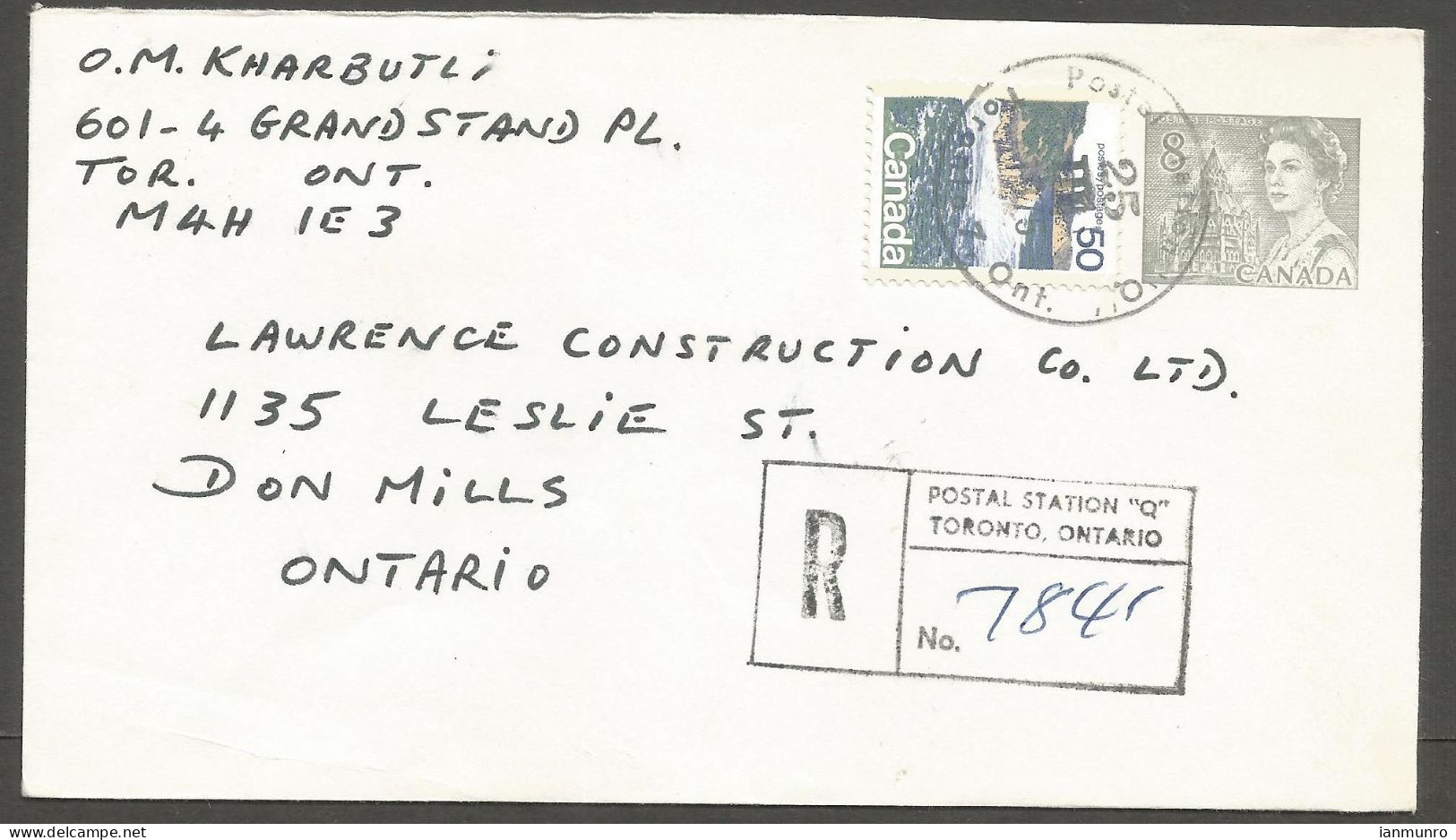 1975 Registered Cover 58c Landscape/ Centennial PSE Toronto Stn Q To Don Mills Ontario - Historia Postale