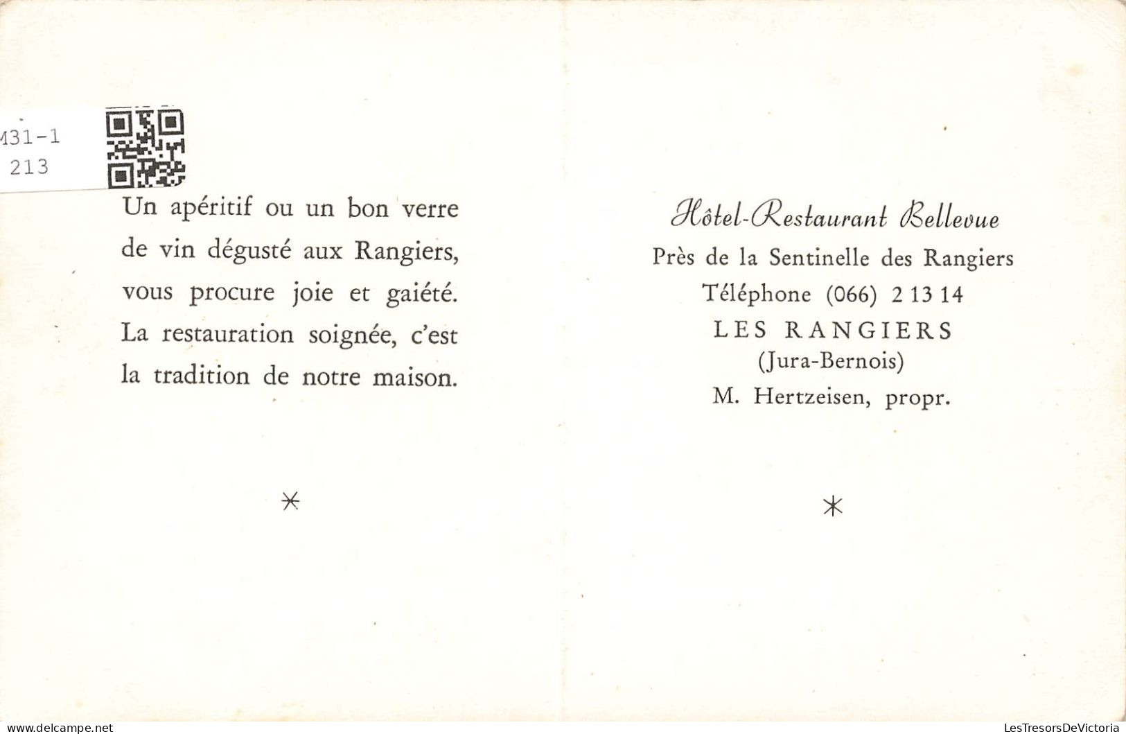 HOTELS ET RESTAURANTS - Hôtel Restaurant Bellevue - Les Rangiers - Carte Postale Ancienne - Hotels & Restaurants