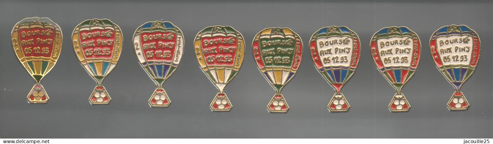 PINS PIN'S MONTGOLFIERE  BANQUE CA CM CREDIT MUTUEL CREDIT AGRICOLE CE 1993 ISTRES LOT 8 PINS TOUS DIFFERENTS - Airships
