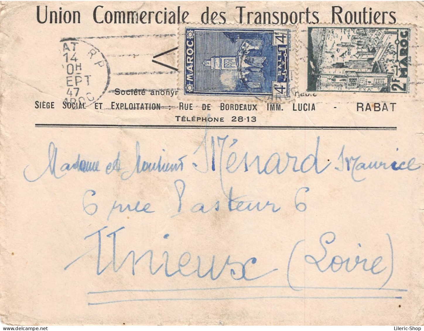 10 Lettres Avec Timbres MAROC De Rabat à Unieux (42)  Entre 2 Frères Ménard De 1947 à 1952 - - Lettres & Documents