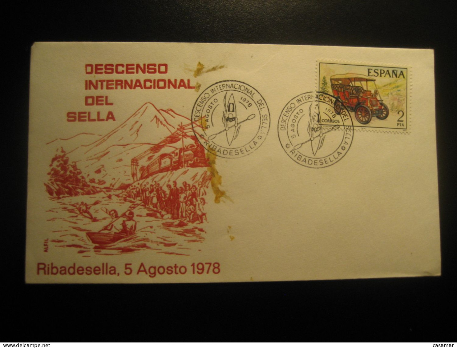 RIBADESELLA Asturias 1978 Descenso Int Sella Canoe Canoeing Rowing Piraguas Pirogues Remo Tren Train Cancel Cover SPAIN - Canoë