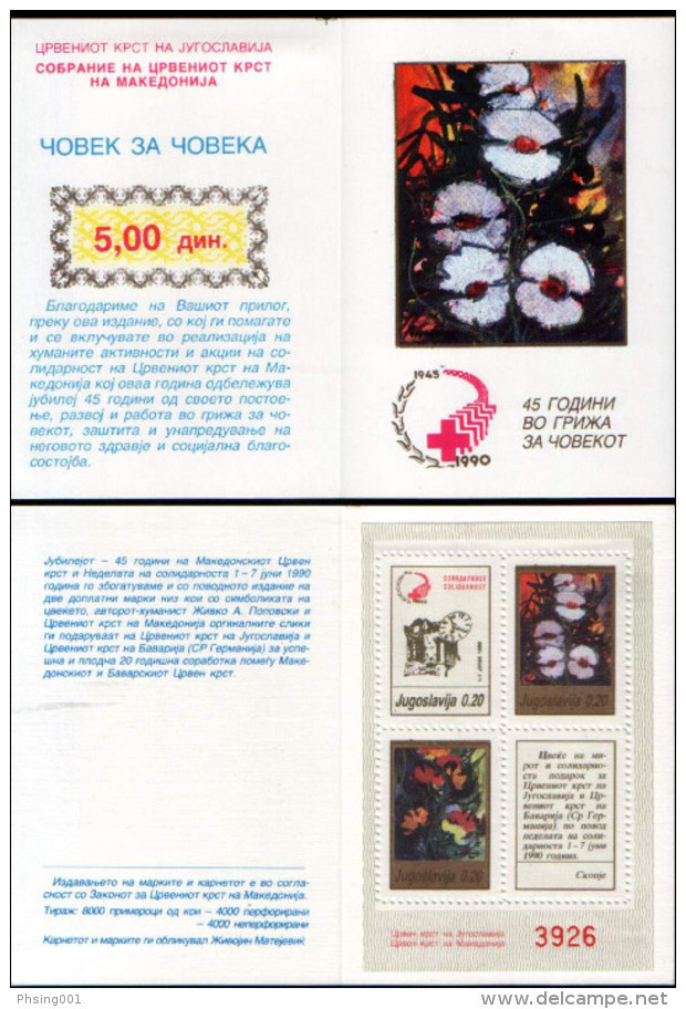 Yugoslavia 1990 Solidarity Red Cross Croix Rouge Rotes Kreuz Tax Charity Surcharge Perforated + Imperforated Booklet MNH - Strafport