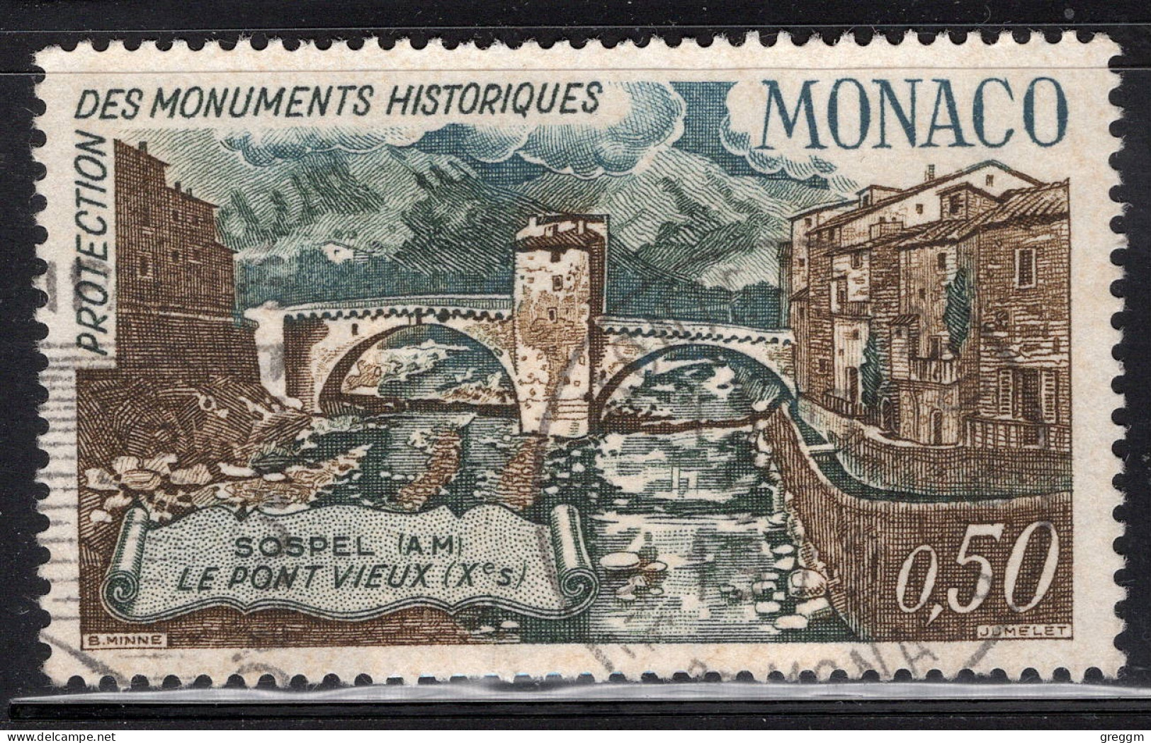 Monaco 1971 Single Stamp Protection Of Historic Monuments In Fine Used - Used Stamps