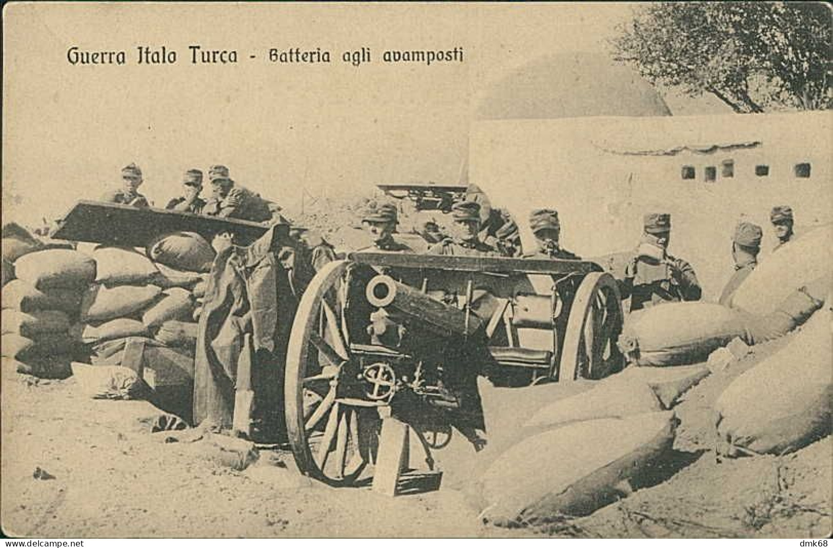 LIBIA / LIBYA - ITALY / TURKEY WAR - BATTERIA AGLI AVAMPOSTI / SOLDIERS / CANNONS - 1910s (12358) - Libia