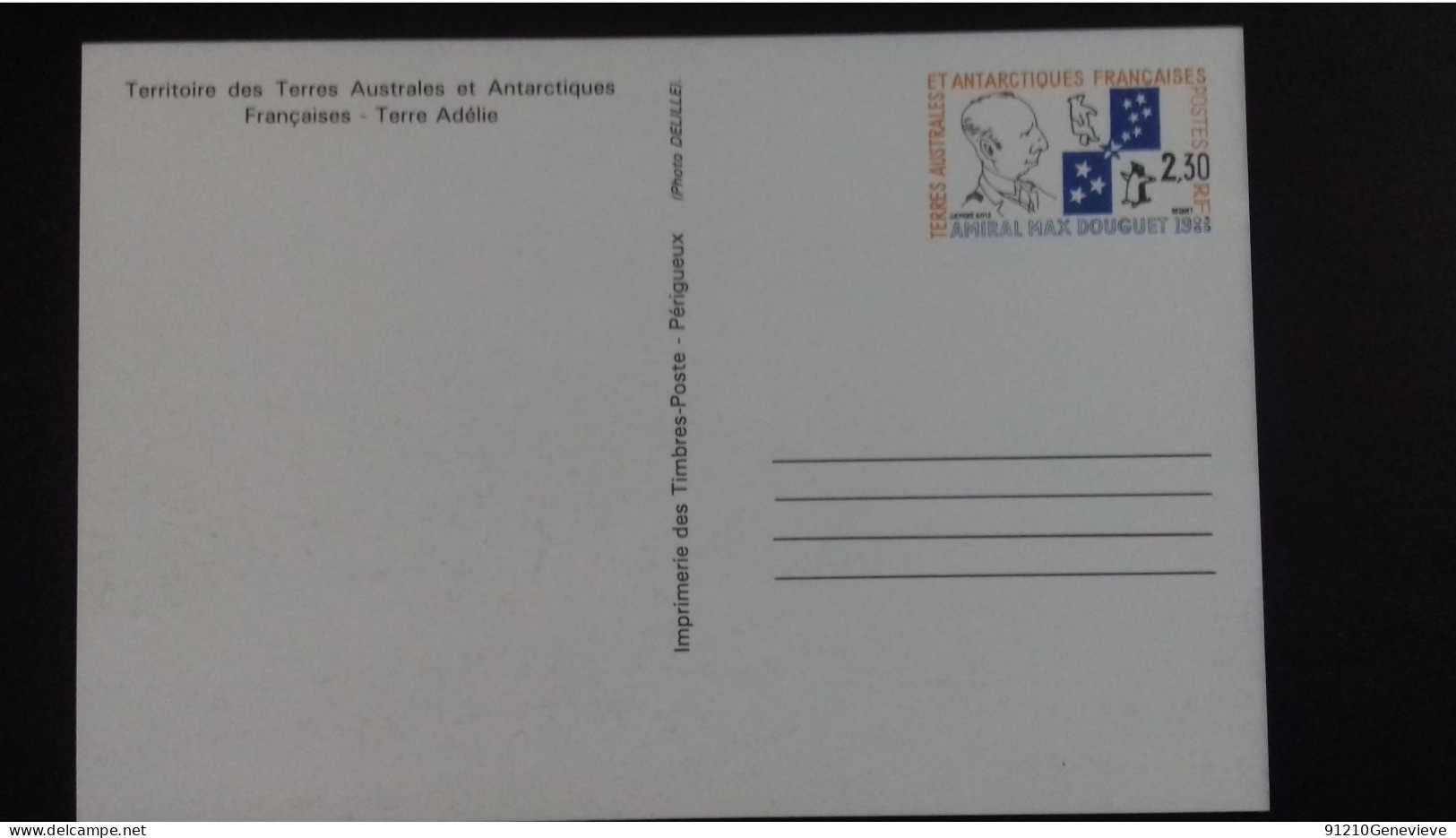 TERRES AUSTRALES ET ANTARTIQUES  (TAAF)  ENTIER POSTAL  1-CP  De 1991** - Postal Stationery